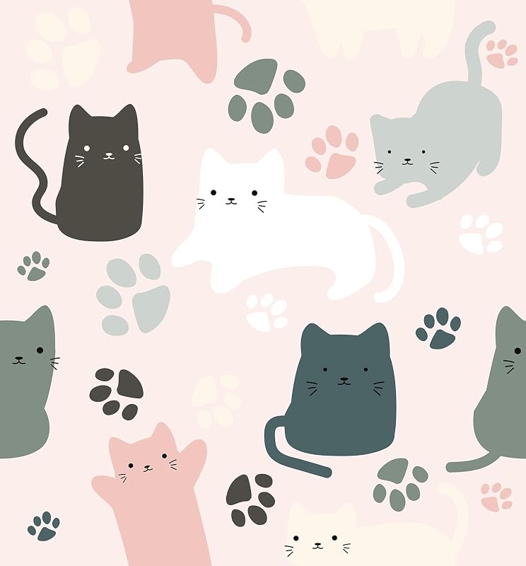 Papel tapiz gatito autoadhesivo rosa para niños