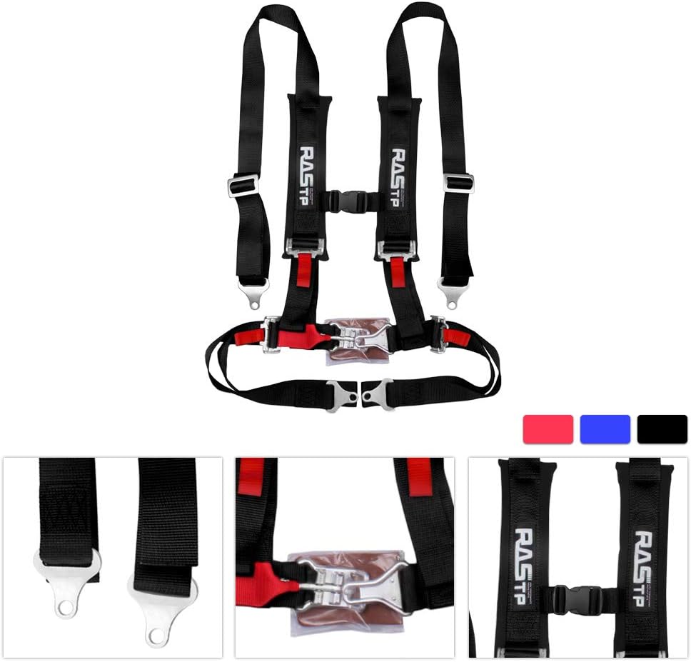 Set arnés 4 puntos almohadillas hombro resistentes negro