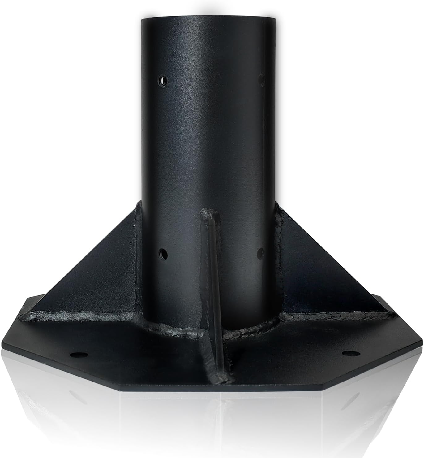 Base poste luz exterior anclaje brida metal negro