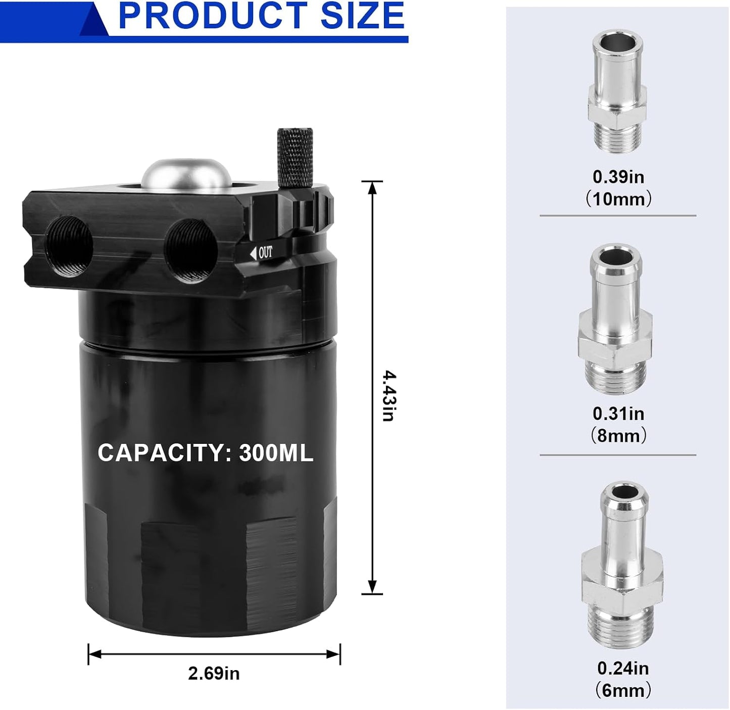 Kit tanque aceite 300ml negro deflector manguera combustible