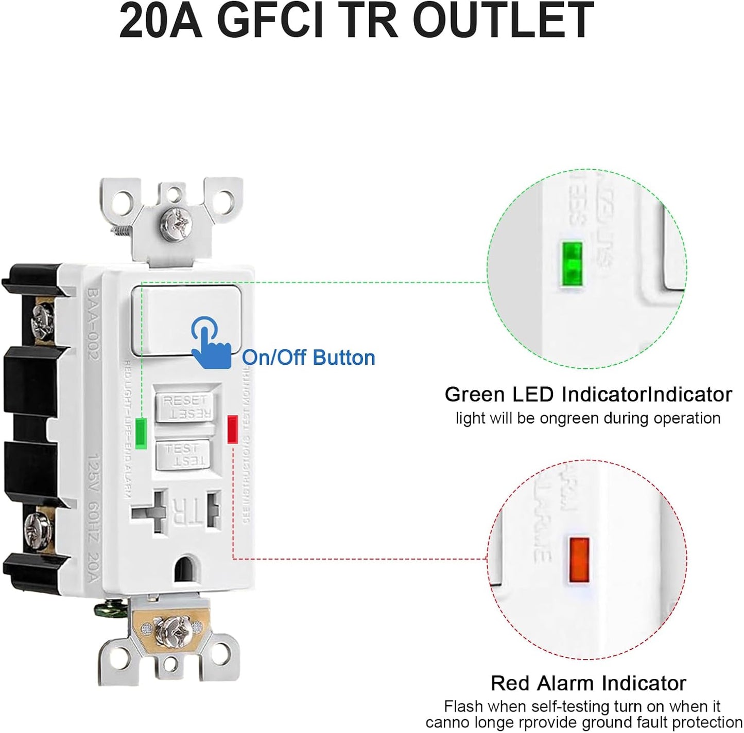 Caja salida eléctrica GFIC 20A con interruptor IP66 NEMA 5-15