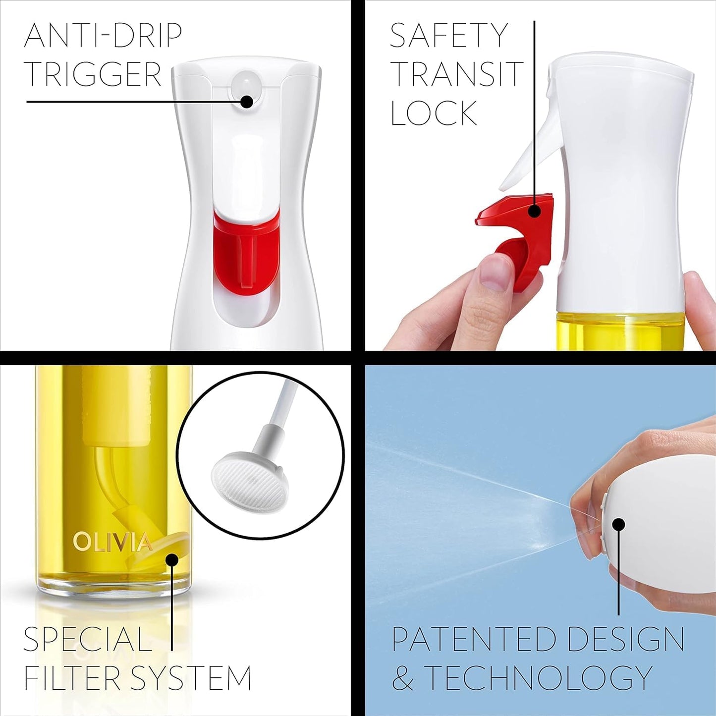 Pulverizador aceite vidrio control porciones cocina