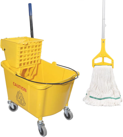 Cubo fregona comercial con escurridor 35qt amarillo
