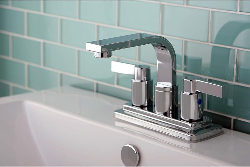 Grifo baño central 4pulg doble mango 3 orificios
