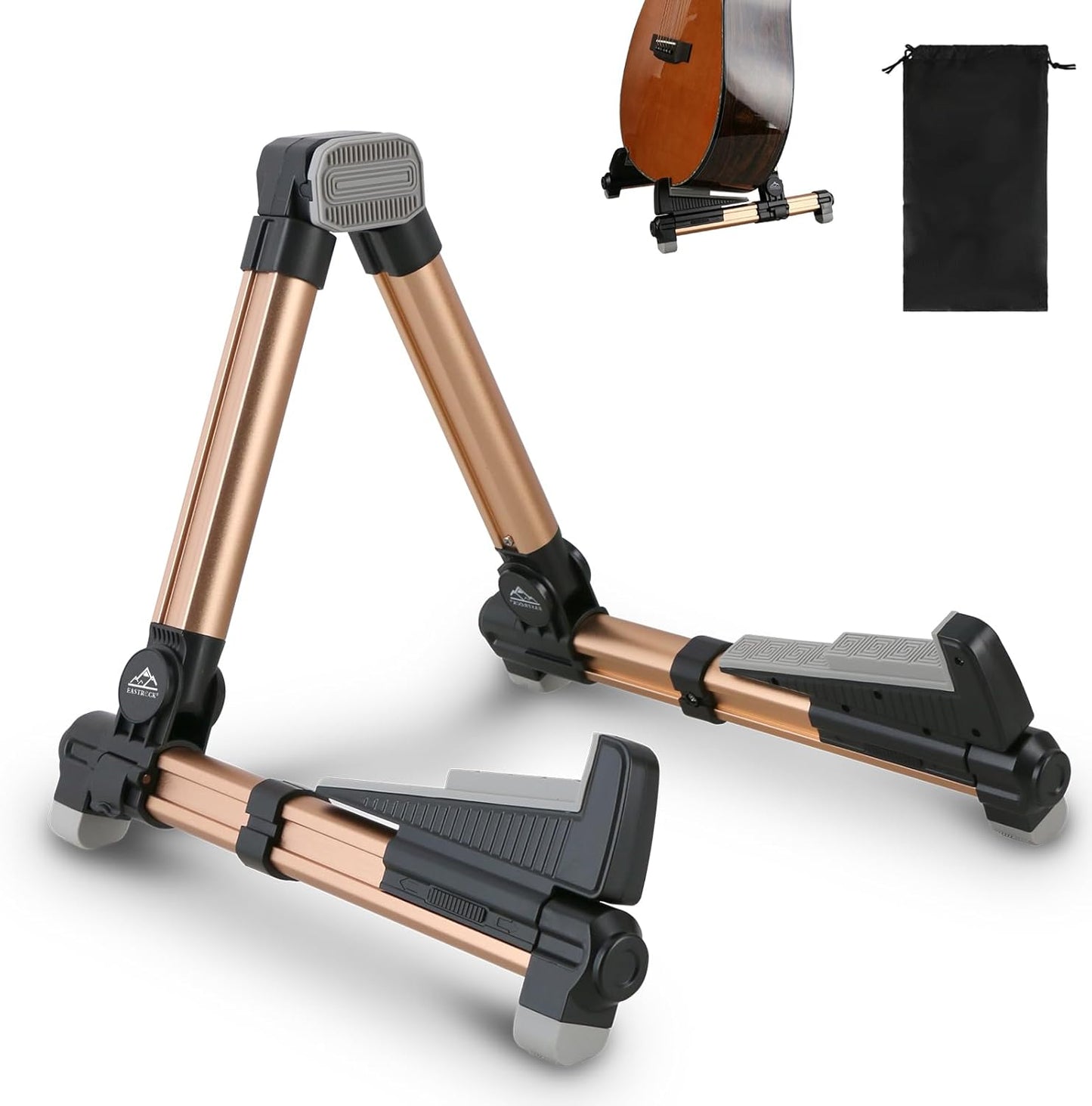 Soporte guitarra portátil dorado trípode ajustable marco A
