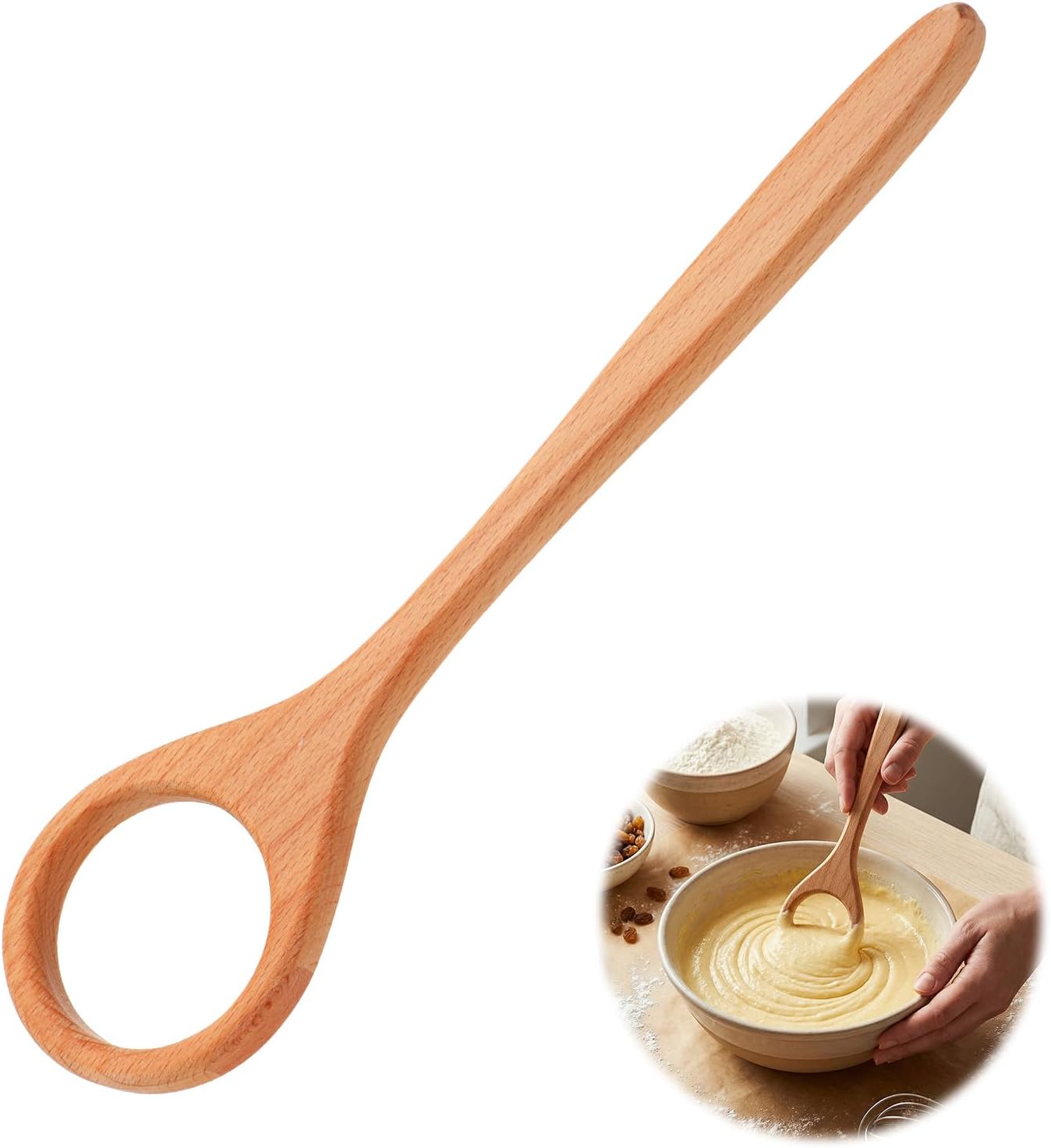 Batidor madera 12pulg para masa madre y pan