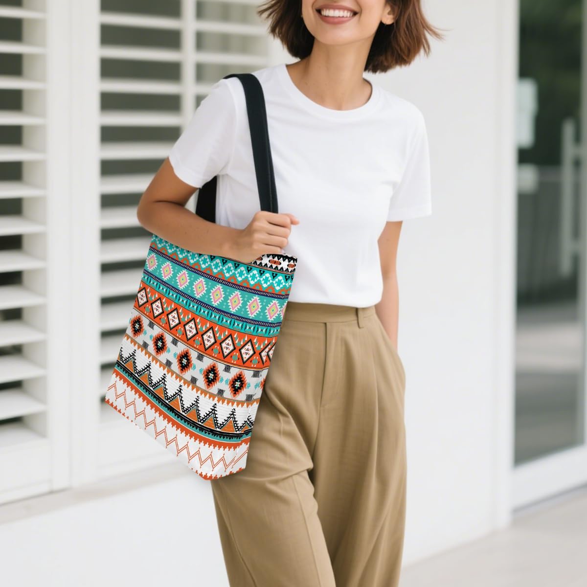 Bolso de hombro lona grande reutiliz. mujer