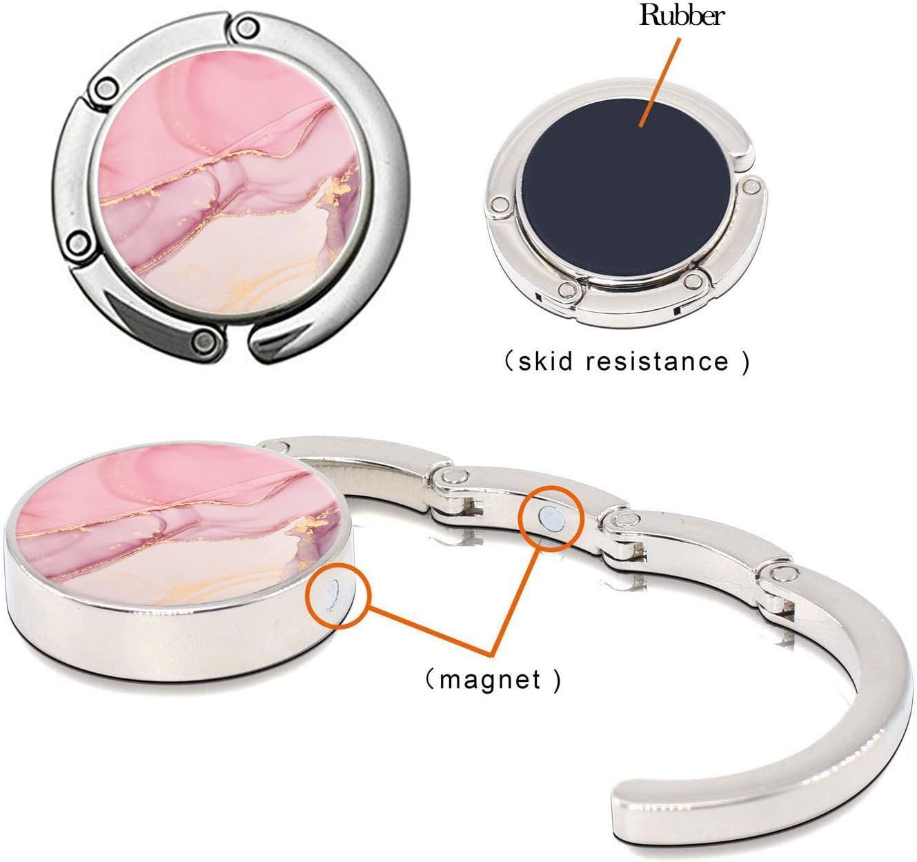 Gancho plegable para bolso mujer 1 pack rosa