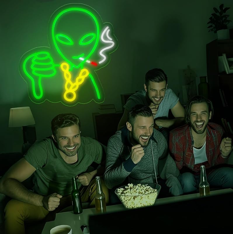Letrero neón alienígena RGB USB 12.7x13pulg decoración
