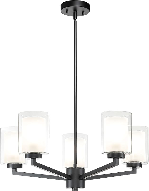 Candelabro negro 5 luces doble cristal ajustable comedor
