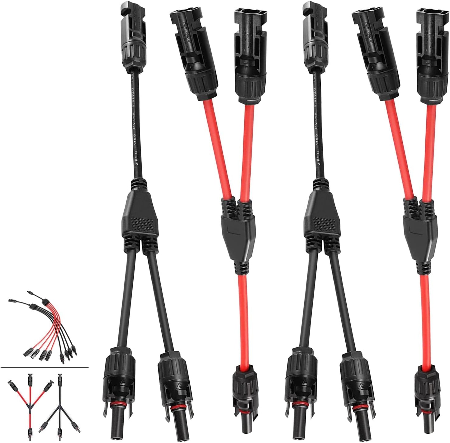 4 Conectores Solares en Y Cables MMF/FFM Panel Fotovoltaico