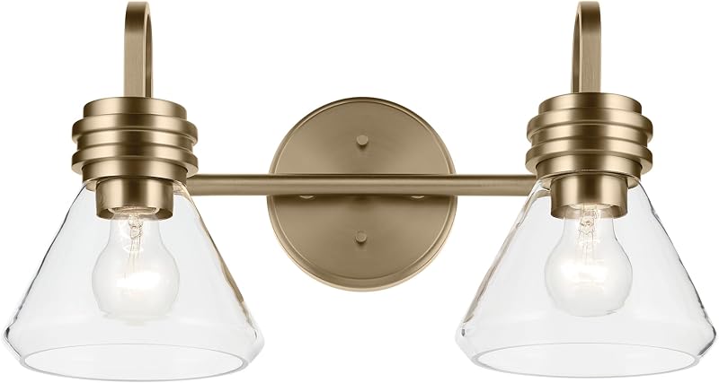 Lámpara tocador 2 luces vidrio bronce 19.25pulg