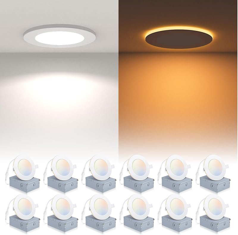 12 Luces Empotrables 4" LED 5CCT Regulables 2700-6000K