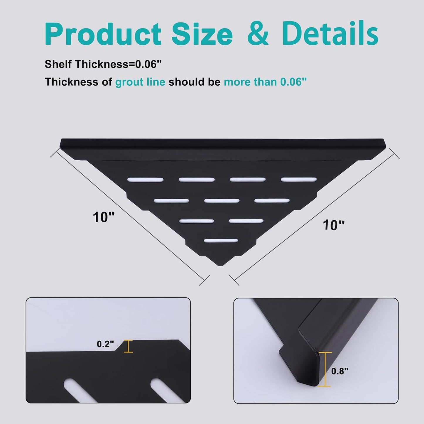 Estante ducha esquinero 10" acero inox pack 2 negro