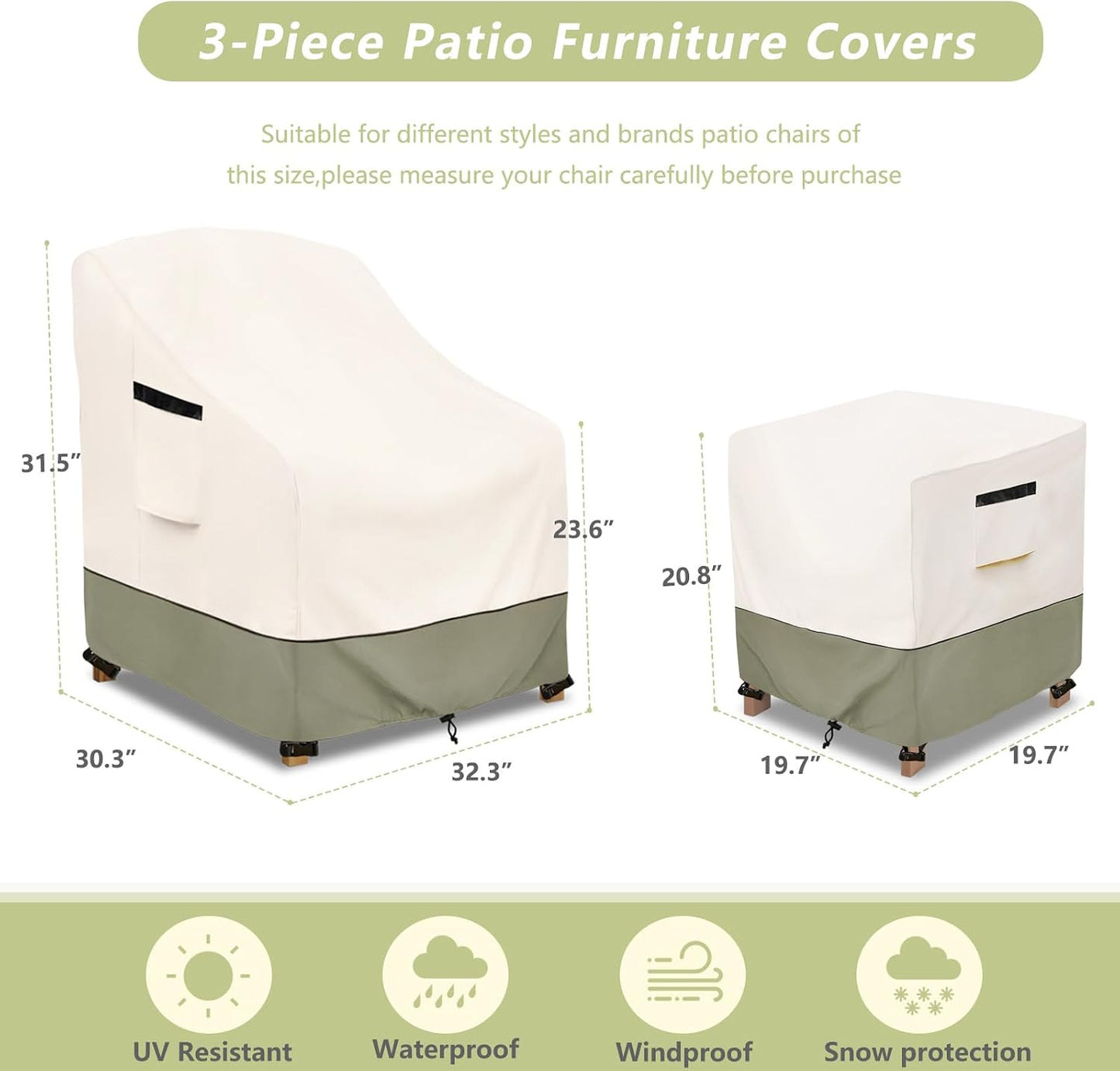 3 Pzas Fundas Impermeables 600D para Mesa y Sillas Bistró