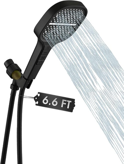 Cabezal ducha mano 79pulg 8 ajustes llave piano negro