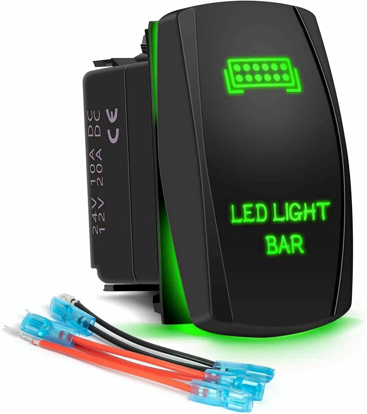 Barra luz LED verde interruptores basculantes para auto