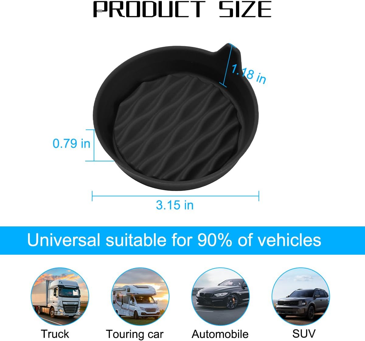 Portavasos automóvil 4 pzas silicona antideslizante universal