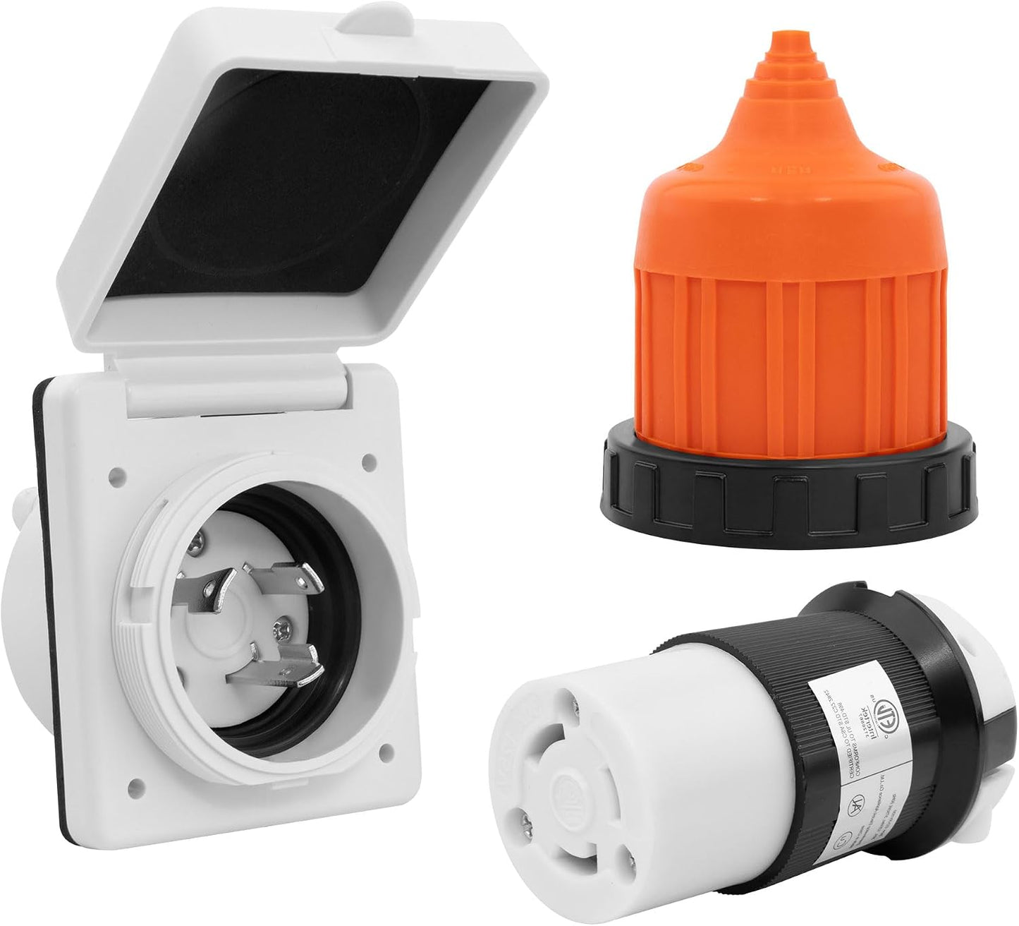 Entrada corriente RV 30A 125V conector giratorio naranja