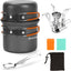Kit 6 utensilios cocina acampar olla ligera estufa bolsa malla