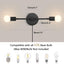 Aplique pared con enchufe negro interruptor 2 luces moderna
