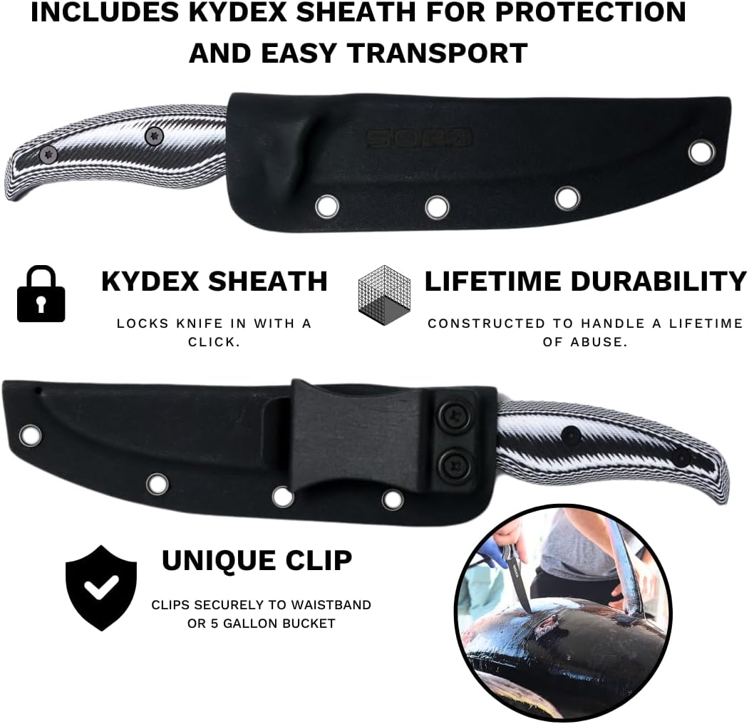 Cuchillo pesca caza 5" hoja fija agarre antiderrap G10