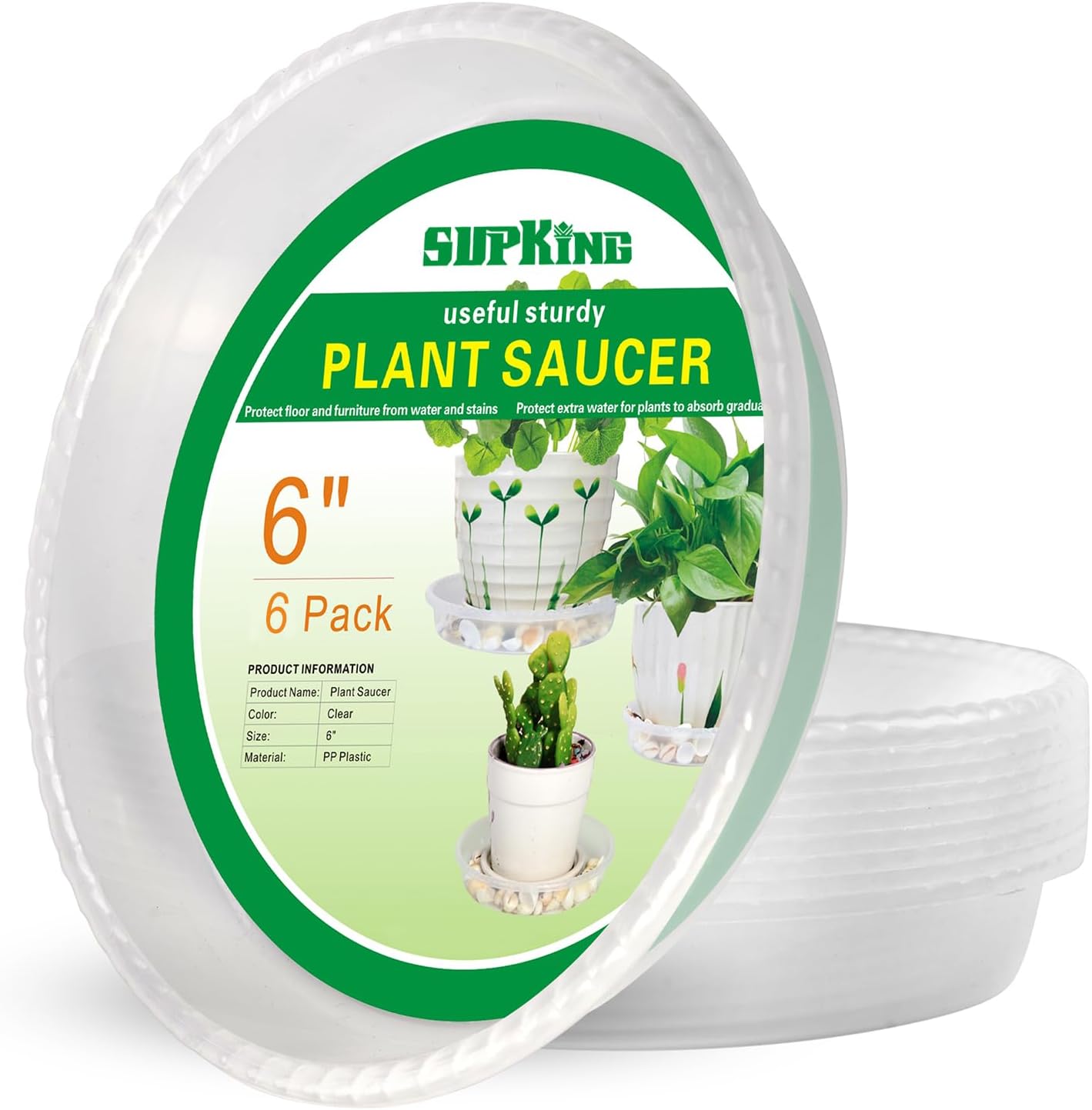 Platillos para plantas 6pulg transparente duradero