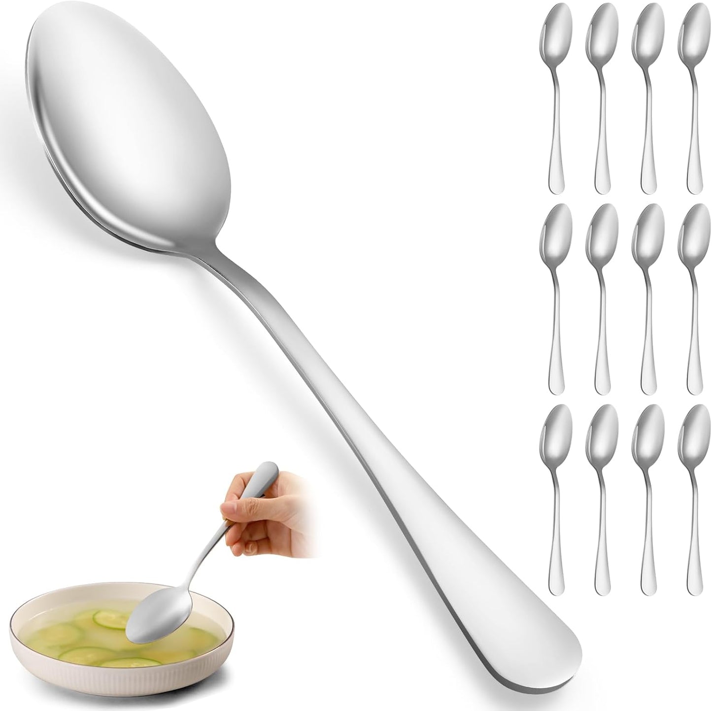 Set 16 cucharas acero inox grado alimenticio para hogar cocina