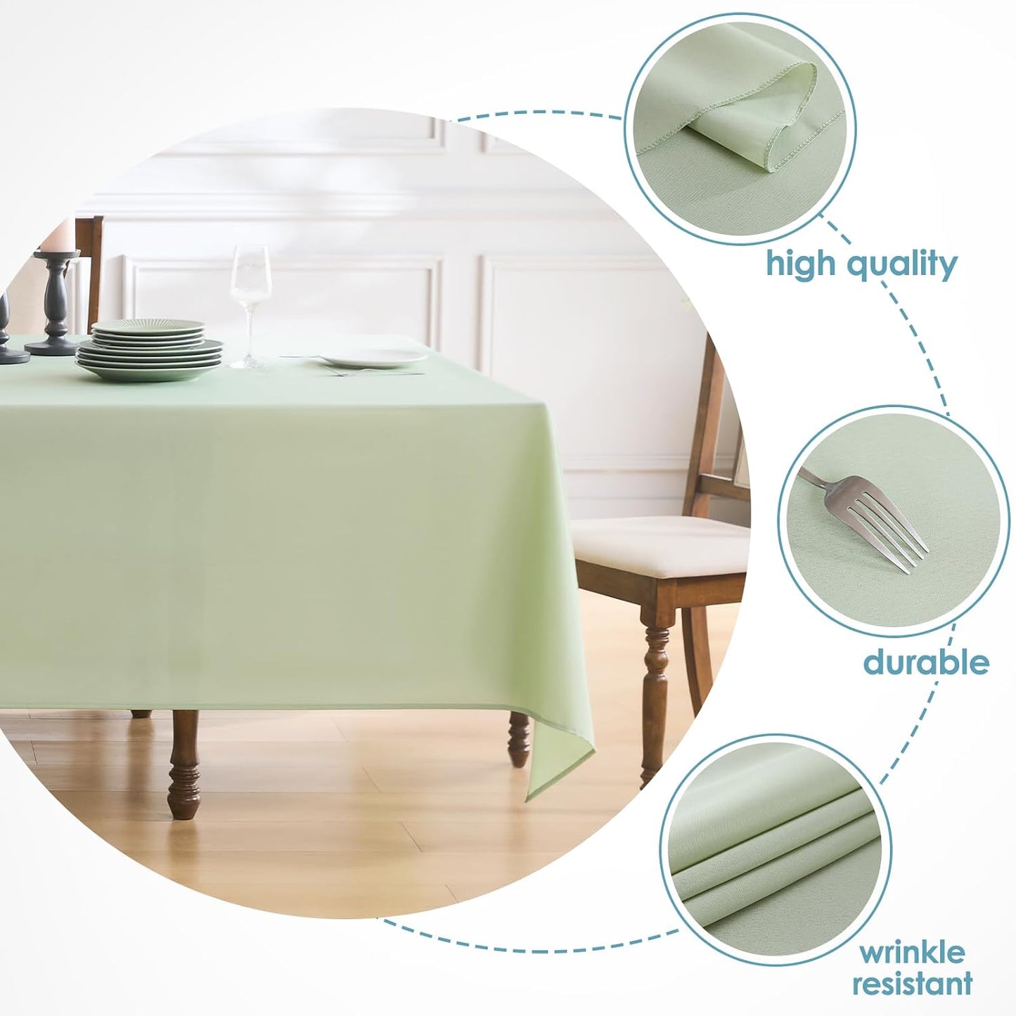 Mantel rectangular poliéster 90x156pulg resistente manchas verde
