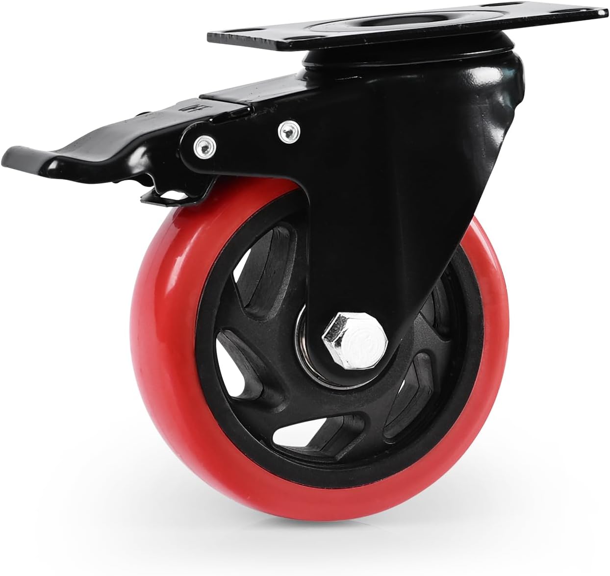 Rueda giratoria 4pulg bloqueo para carro muebles rojo