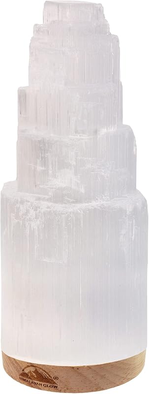 Lámpara selenita natural con base madera USB 2-4lb