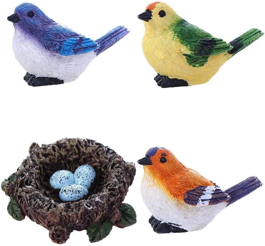 Figuras mini pájaros y nidos decoración jardín y hogar
