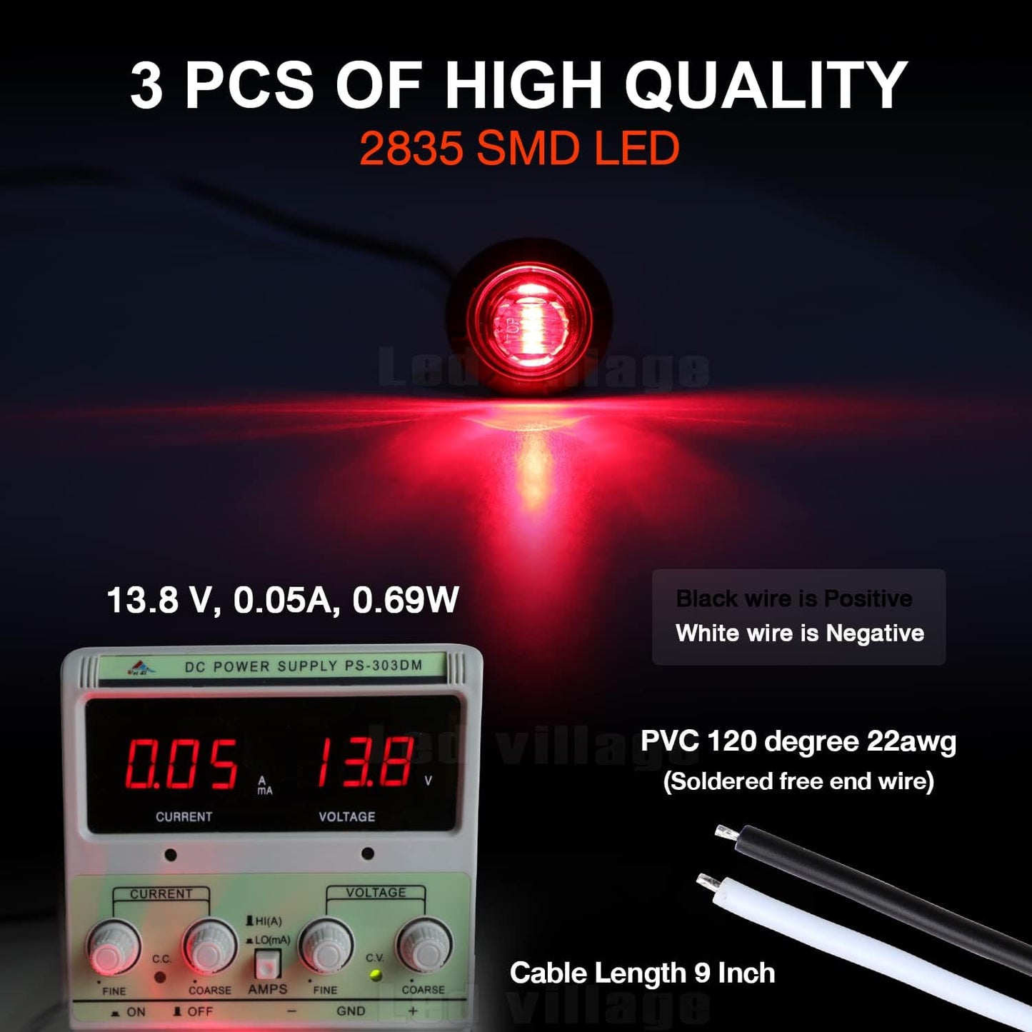50 Luces LED Mini Bala 3/4" Rojas 12V CC Universal