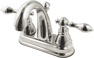 Grifo baño central 4pulg níquel pulido con ventana plástico