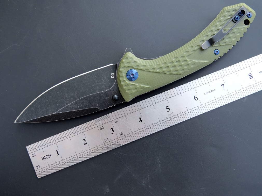 Cuchillo bolsillo D2 acero óxido G10 mango bolas