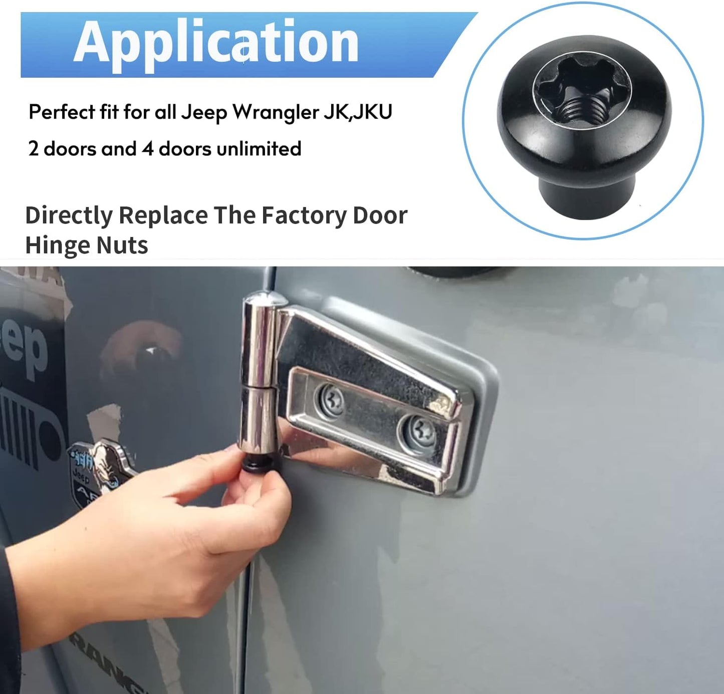 Tuercas bisagra puerta Jeep Wrangler JK 07-18 4 Pzas