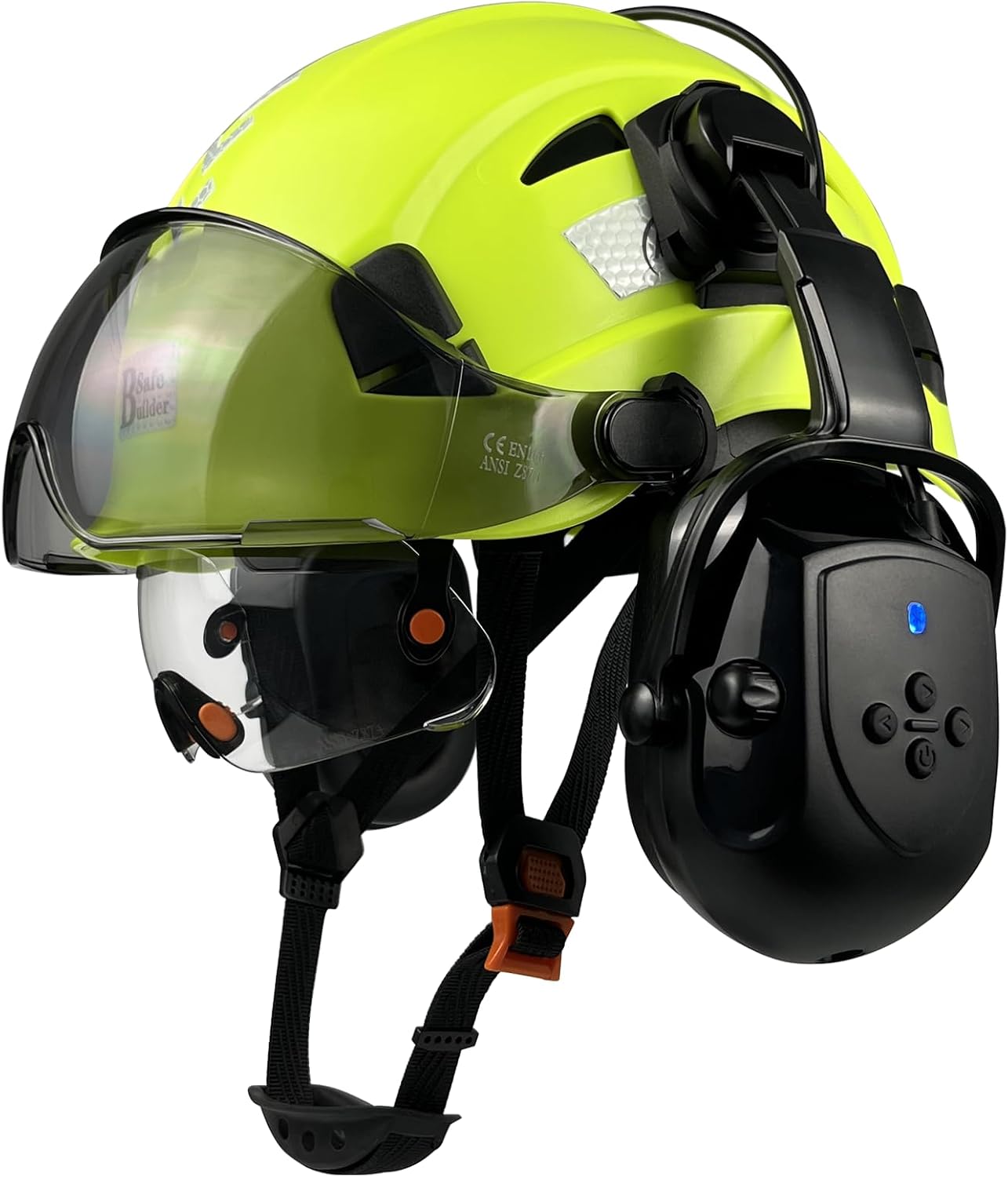 Casco seguridad visera orejeras Bluetooth SNR 26dB ANSI