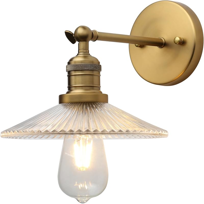 Aplique pared vintage 1 luz pantalla vidrio transparente