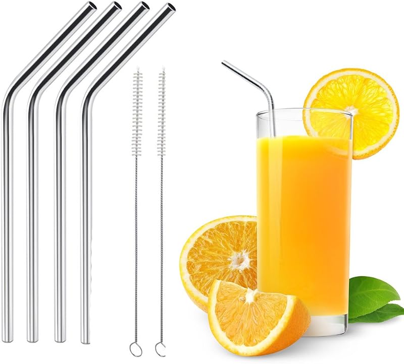 4 Popotes Acero Inox para Vaso 30oz y 2 Cepillos Limpieza