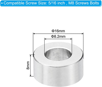 Espaciadores acero inox M8 10pzas 0.32x0.63x0.31pulg