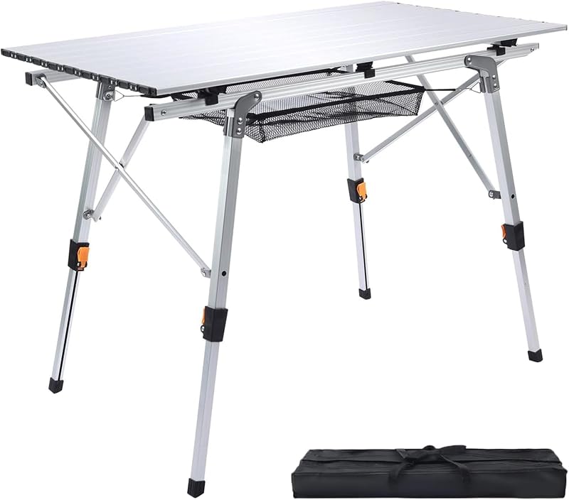 Mesa plegable al aire libre patas ajustables aluminio