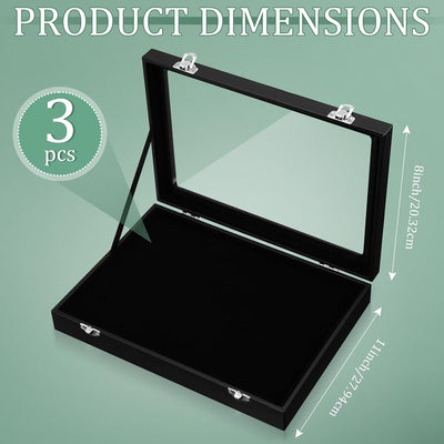 3 Pzas Joyero Madera Cristal Organizador Anillos Collares