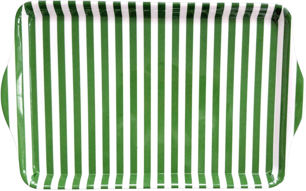 Bandeja Melamina Rayas Verdes 15pulg Con Asas