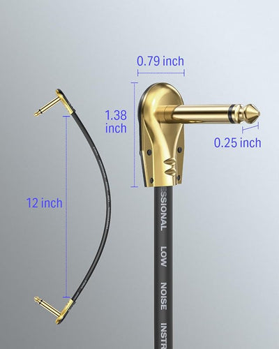 Cable 1/4 in. para pedales guitarra y bajo 15 cm