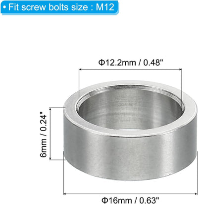 Espaciadores acero inox M12 0.48x0.63pulg