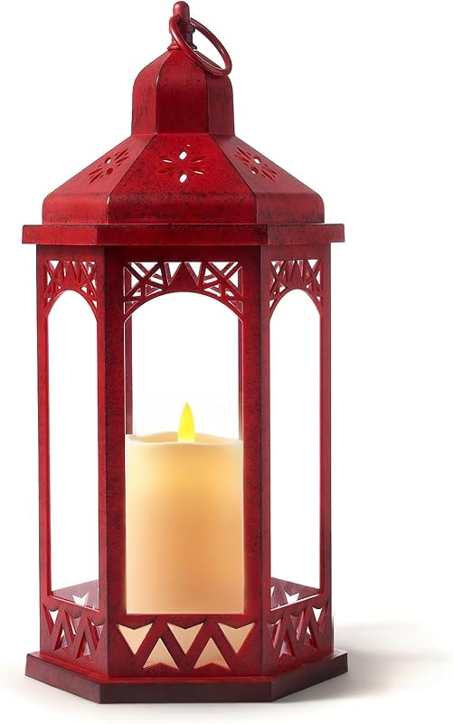 Farol Navidad vintage 15pulg vidrio portavelas colgante jardín