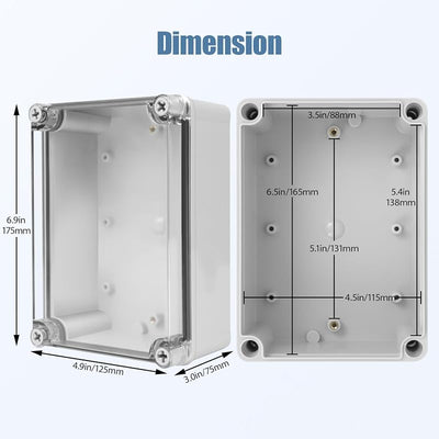 Caja eléctrica IP67 impermeable con cubierta clara gris