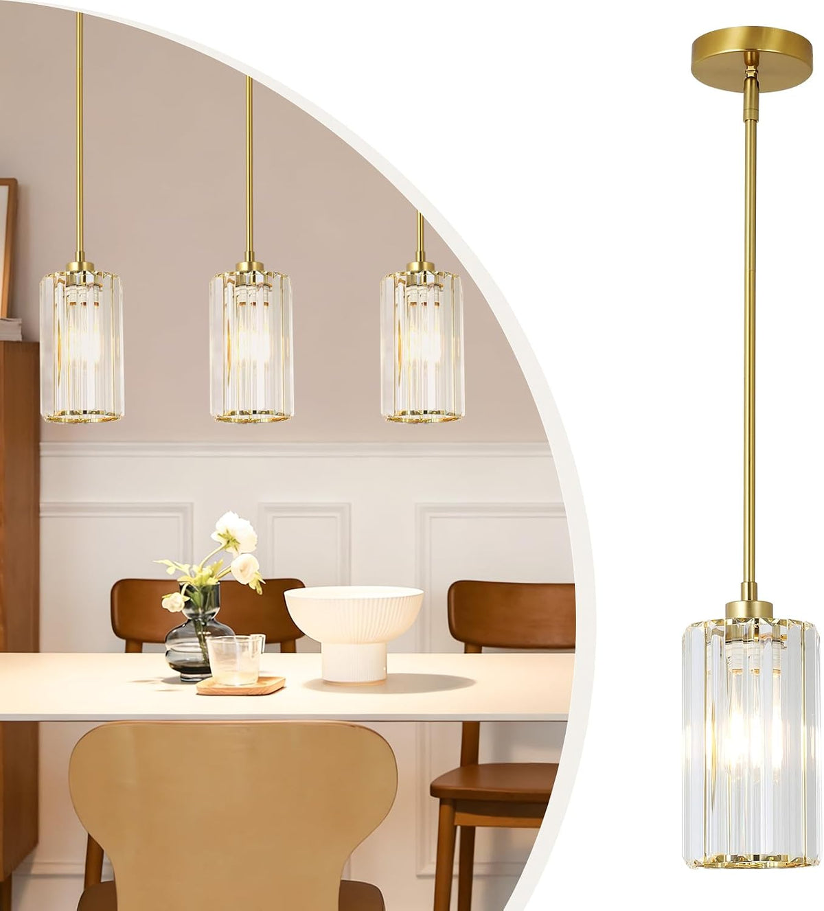 3 Pzas Lámpara Colgante Candelabro Cristal Vintage