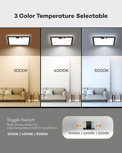 Luz techo empotrado sensor movimiento 24w 3000k-5000k