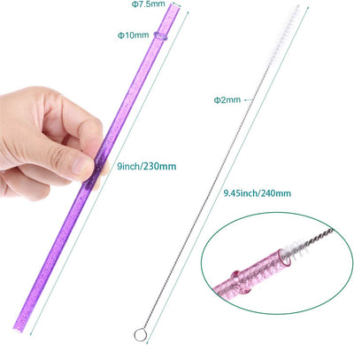 Popotes plástico transparente reutilizables 12pzas 23cm